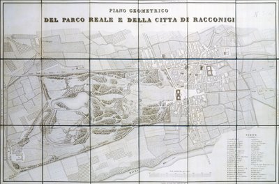 Plan Parku Królewskiego i miasta Racconigi autorstwa Pelagio Palagi