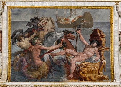 Neptun i statek Ulissesa, fragment z Sali Polifema autorstwa Pellegrino Tibaldi