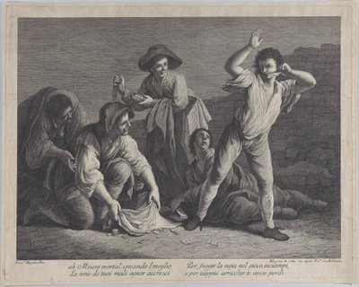 Grupa ludzi uprawiających hazard, 1770-1800., 1770-1800. autorstwa Pellegrino dal Colle