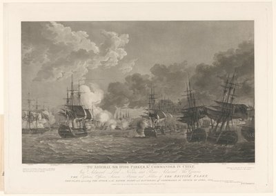 Widok bitwy morskiej w Kopenhadze, 1801 autorstwa Peltro William Tomkins