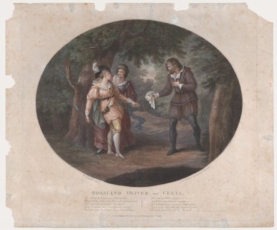 Rosalind, Oliver i Celia Shakespeare, Jak wam się podoba, akt 4, scena 6, 1791., 1791. autorstwa Peltro William Tomkins