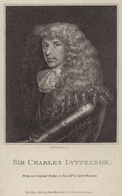 Sir Charles Lyttelton , angielski polityk i gubernator kolonialny Jamajki (grawerowanie) autorstwa Peltro William Tomkins