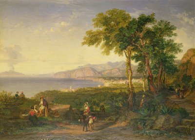 Zatoka Salerno, ok. 1820-30 (olej na płótnie) autorstwa Penry Williams