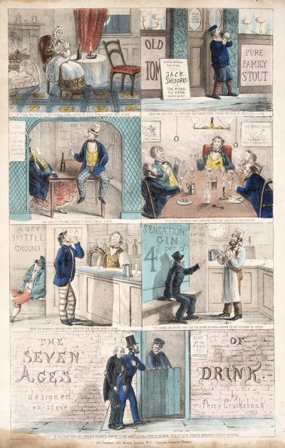 Siedem wieków picia, wyd. 1872 (grawerowanie ręcznie kolorowane) autorstwa Percy Cruikshank