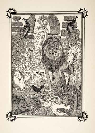 Frontyspis, z Stu bajek Ezopa, wyd. 1903 autorstwa Percy J. Billingshurst
