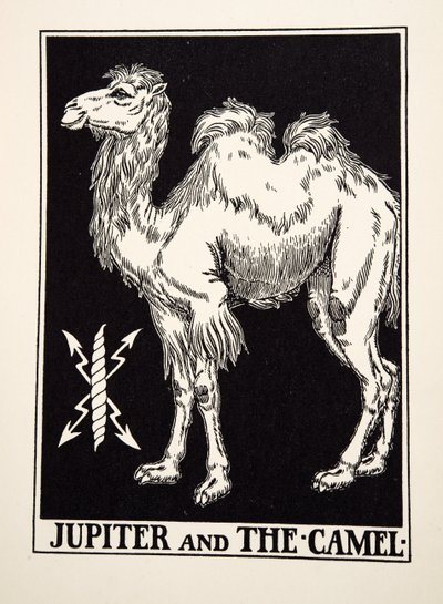 Jowisz i wielbłąd, ze Sto bajek Ezopa, wyd. 1903 autorstwa Percy J. Billingshurst