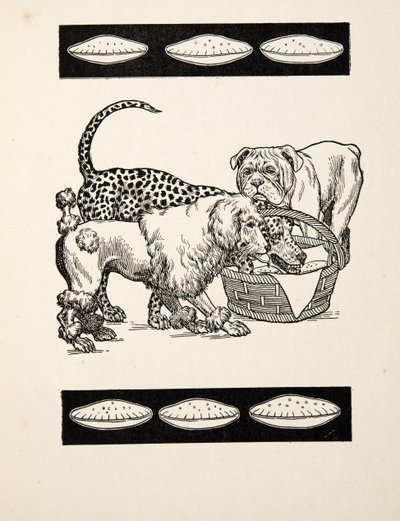 O dwóch złych wybierających najmniej, ze Sto anegdot zwierząt, wyd. 1924 (grawerowanie) autorstwa Percy J. Billingshurst