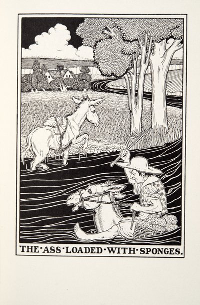 The Ass Loaded with Sponges, z Fontaine Fables, wyd. 1905 autorstwa Percy J. Billingshurst