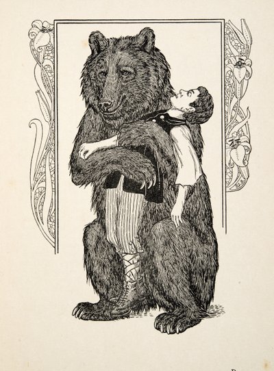 Niedźwiedź i dziecko, ze Sto anegdot zwierząt, wyd. 1924 autorstwa Percy J. Billingshurst