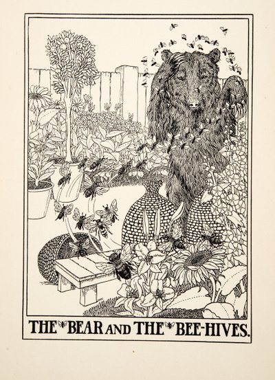 Niedźwiedź i ule, z Stu bajek Ezopa, wyd. 1903 (rycina) autorstwa Percy J. Billingshurst