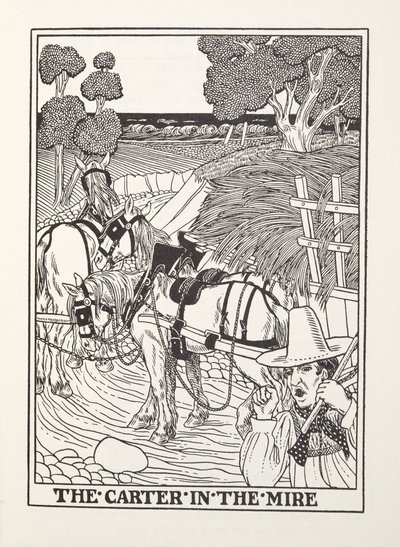 Carter w bagnie, z Fontaine Fables, wyd. 1905 (grawerowanie) autorstwa Percy J. Billingshurst