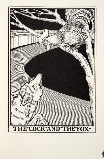 Kogut i lis, z Fontaine Fables, wyd. 1905 autorstwa Percy J. Billingshurst