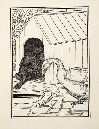 Pies i gęś, z książki Sto anegdot o zwierzętach, wyd. 1924 autorstwa Percy J. Billingshurst