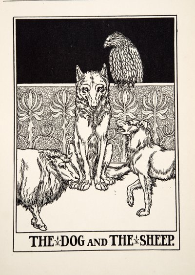 Pies i owca, z Stu bajek Ezopa, wyd. 1903 autorstwa Percy J. Billingshurst