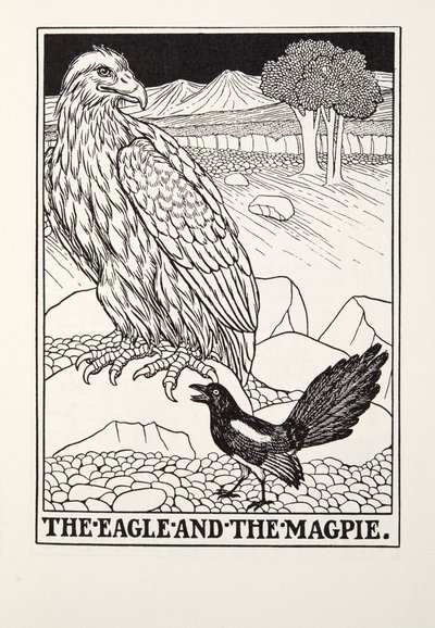Orzeł i sroka, z Fontaine Fables, wyd. 1905 autorstwa Percy J. Billingshurst