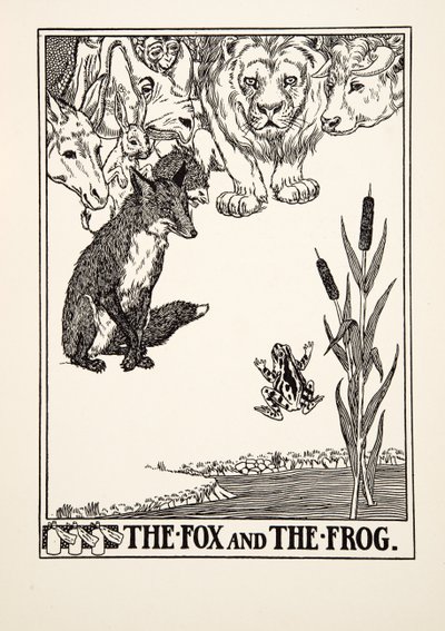 Lis i żaba, z Stu bajek Ezopa, wyd. 1903 (rycina) autorstwa Percy J. Billingshurst