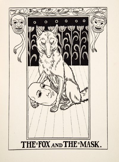 Lis i maska, z Stu bajek Ezopa, wyd. 1903 autorstwa Percy J. Billingshurst