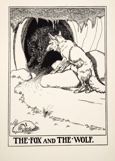 Lis i wilk, z Stu bajek Ezopa, wyd. 1903 (rycina) autorstwa Percy J. Billingshurst