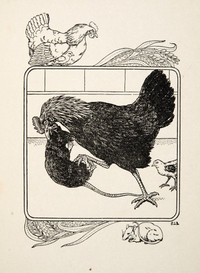 Bohaterstwo kury, ze Sto anegdot zwierząt, wyd. 1924 autorstwa Percy J. Billingshurst
