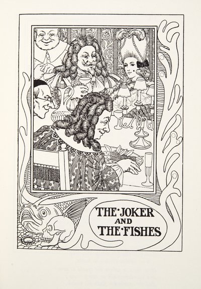 Joker i ryby, z Fontaine Fables, wyd. 1905 (grawerowanie) autorstwa Percy J. Billingshurst