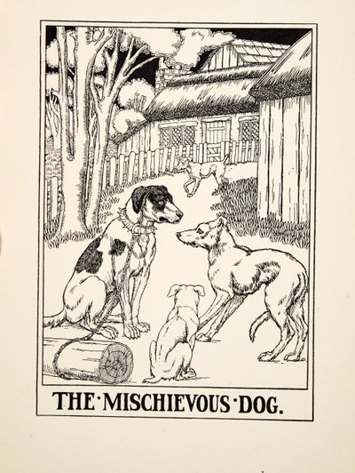 Złośliwy pies, z Stu bajek Ezopa, wyd. 1903 (rycina) autorstwa Percy J. Billingshurst