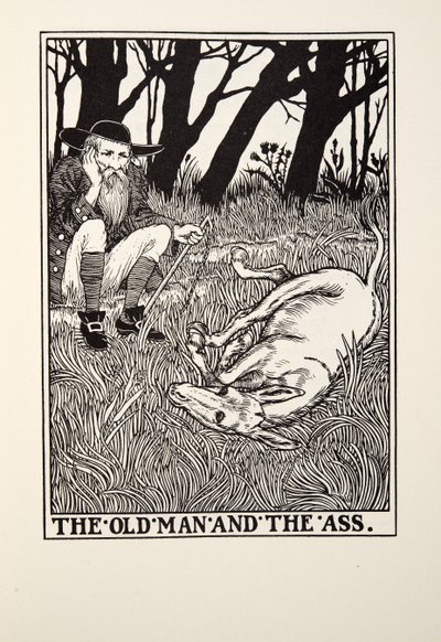 The Old Man and the Ass, z Fontaine Fables, wyd. 1905 autorstwa Percy J. Billingshurst