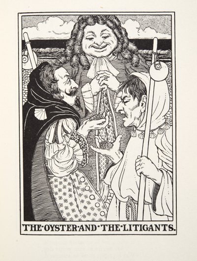 The Oyster and the Liligants, z Fontaine Fables, wyd. 1905 (grawerowanie) autorstwa Percy J. Billingshurst