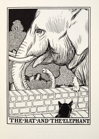 Szczur i słoń, z Fontaine Fables, wyd. 1905 autorstwa Percy J. Billingshurst