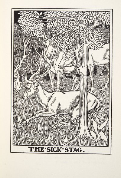 The Sick Stag, z Fontaine Fables, wyd. 1905 autorstwa Percy J. Billingshurst