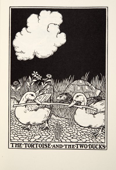 Żółw i dwie kaczki, z Fontaine Fables, wyd. 1905 autorstwa Percy J. Billingshurst