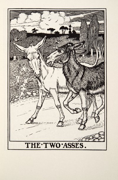 The Two Asses, z Fontaine Fables, wyd. 1905 autorstwa Percy J. Billingshurst