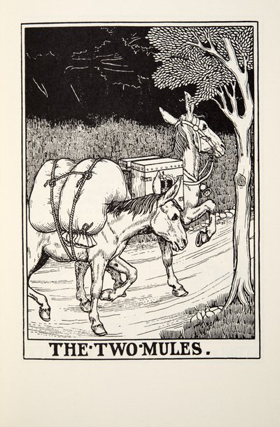The Two Mules, z Fontaine Fables, wyd. 1905 autorstwa Percy J. Billingshurst