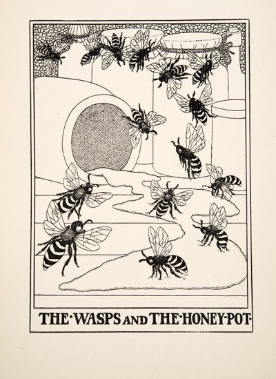 Osy i Honeypot, z Stu bajek Ezopa, wyd. 1903 autorstwa Percy J. Billingshurst