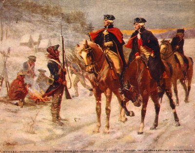 Washington I Lafayette W Valley Forge / Obraz Dunsmore. ok. 1907. autorstwa Percy Moran