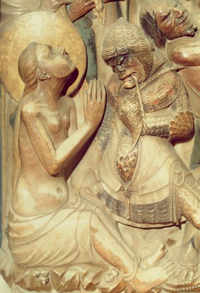 Męczeństwo św. Tekli, detal z Ołtarza Głównego (alabaster) autorstwa Pere Johan