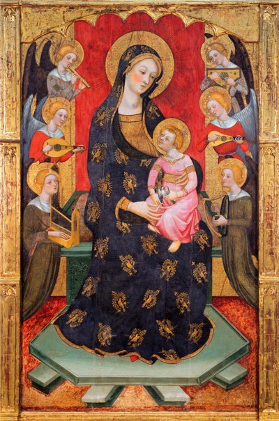 Madonna z Dzieciątkiem i Aniołami - Madonna z Aniołami Grającymi Muzykę - Obraz Pere (Pedro) Serra (aktywny około 1357-1406), ca 1380 - Tempera na panelu - Museu Nacional d