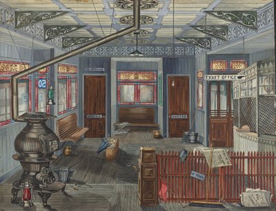 Wnętrze stacji El, 1935-1942. autorstwa Perkins Harnly