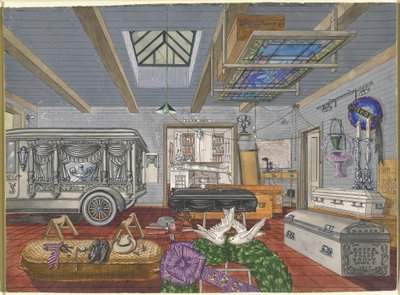 Garaż Domu Pogrzebowego, 1917 autorstwa Perkins Harnly