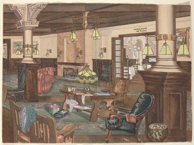 Lobby hotelu Hollywood, 1902 autorstwa Perkins Harnly