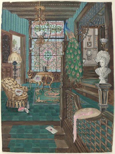 Podest schodowy i hol na drugim piętrze, 1935-1942. autorstwa Perkins Harnly
