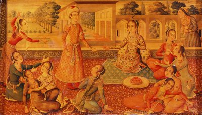 Późna szkatułka z papieru mache lakierowanego w stylu Zand, ok. 1794-95 autorstwa Persian School