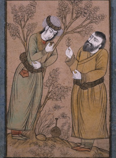 Lekarz podający młodemu mężczyźnie ziołowy lek, koniec XVII-pocz. XVIII w. autorstwa Persian School