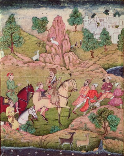Polowanie z sokołem, dynastia Safawidów (1502-1736) autorstwa Persian School