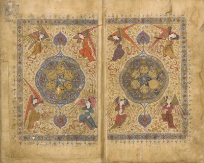 Khamsa (Quintet) Khwaju Kirmani, Shiraz, Iran, okres Timurydów, 1437-38 (nieprzezroczysta akwarela, tusz i złoto na papierze) autorstwa Persian School