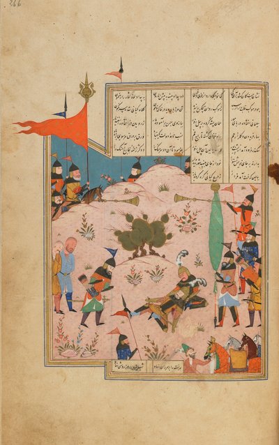 Khamsa (Kwintet) Nizami, Sziraz, Iran, okres Safawidów, ok. 1550-60 (nieprzezroczysta akwarela, tusz i złoto na papierze) autorstwa Persian School