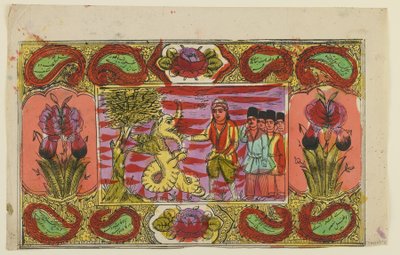 Mojżesz i smok, koniec XIX w. (litografia ręcznie kolorowana) autorstwa Persian School