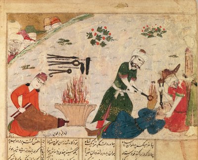 Ms Supp Pers 493 fol.363v Torturowanie jednego ze strażników Haftvads, z Shahnama (Księgi Królów) przez Abul-Qasima Manura Firdawsiego (ok.934-c.1020) autorstwa Persian School