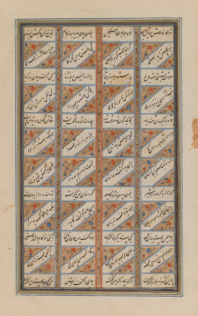 Na dużym liściu Shahnameh autorstwa Ferdowsi (atrament i złoto na papierze) autorstwa Persian School