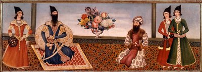 Król perski Fath Ali Shah (1771-1834) otacza członków swojego dworu Malarstwo Szkoły Sziraz (XIX w.) Teheran, kolekcja Foroughi autorstwa Persian School