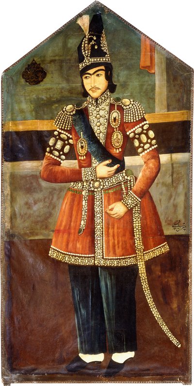 Portret F. Nasir al-Din Shah, ok. 1850 autorstwa Persian School
